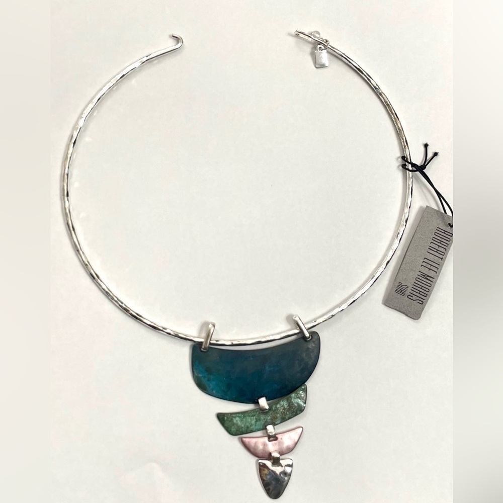 Vintage RLM Soho collar necklace modernist western rodeo silver tone NWT - Picture 2 of 10